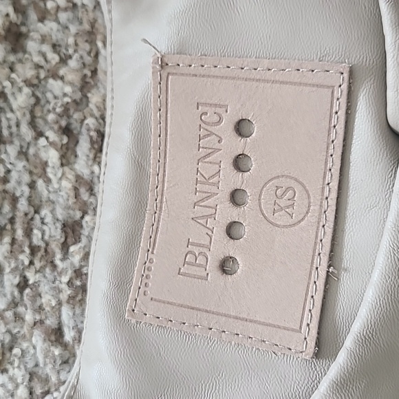 Blank NYC Cream Vegan Leather Moto Jacket Asymmetrical Zipper - Picture 2 of 6